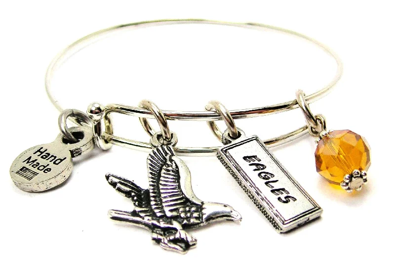 Eagle With Eagles Tab Expandable Bangle Bracelet