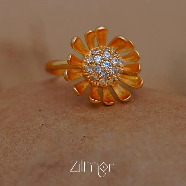 PE1011142 - Gold Plated Ad stone Flower Ring