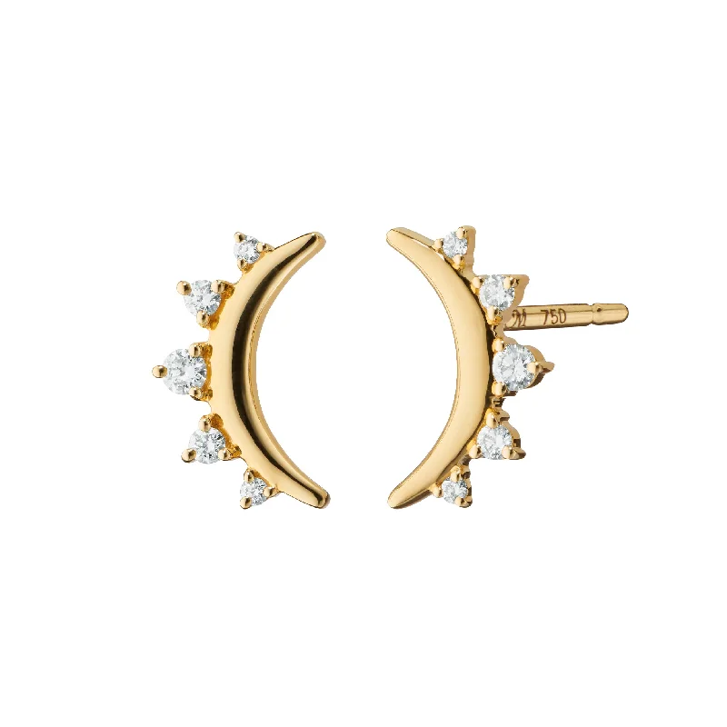 Diamond Moon Stud Earrings