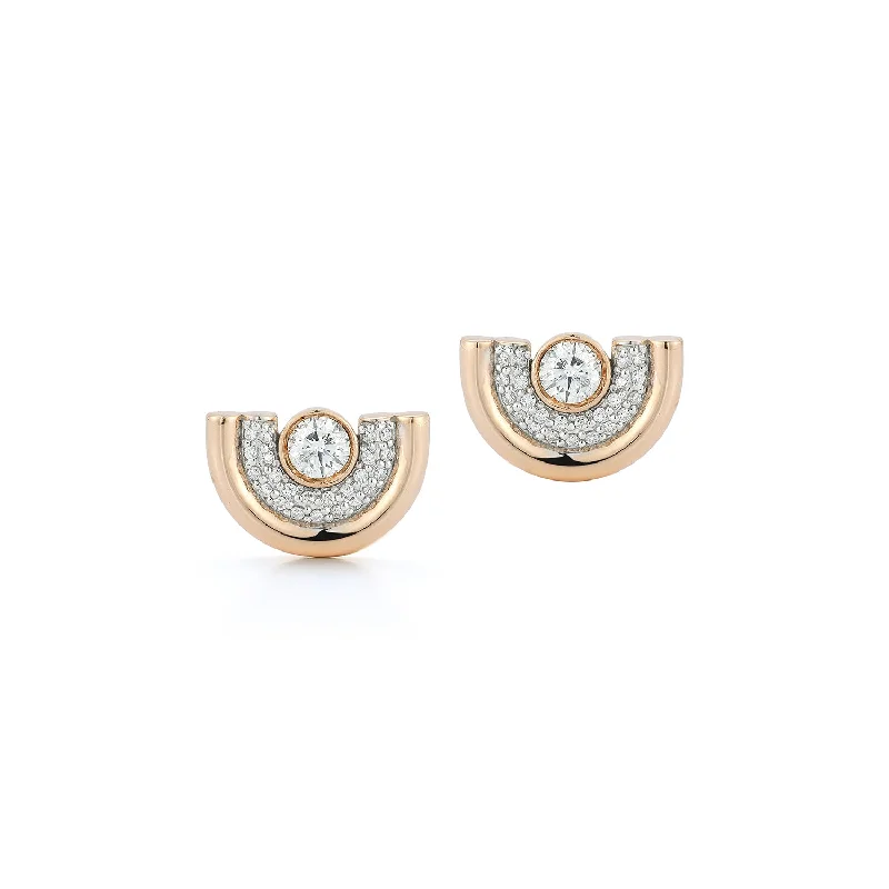 THOBY 18K GOLD AND DIAMOND TUBULAR STUD EARRINGS