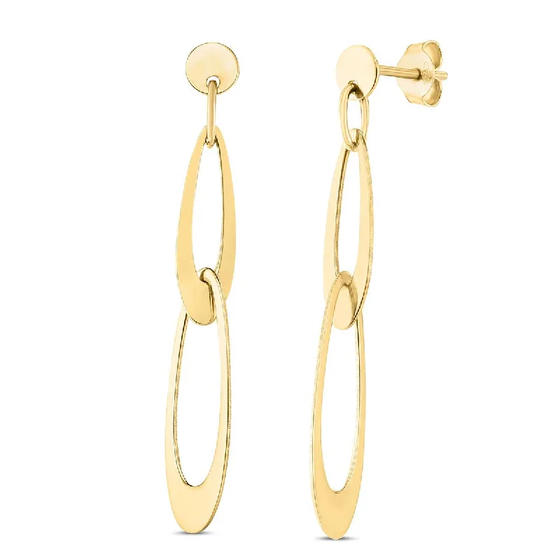 Italian Oval Link Drop Earrings in 14K Yellow Gold