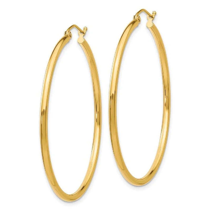 Curata 10k Yellow Gold 45x2mm Polished Classic Tube Hoop Earrings