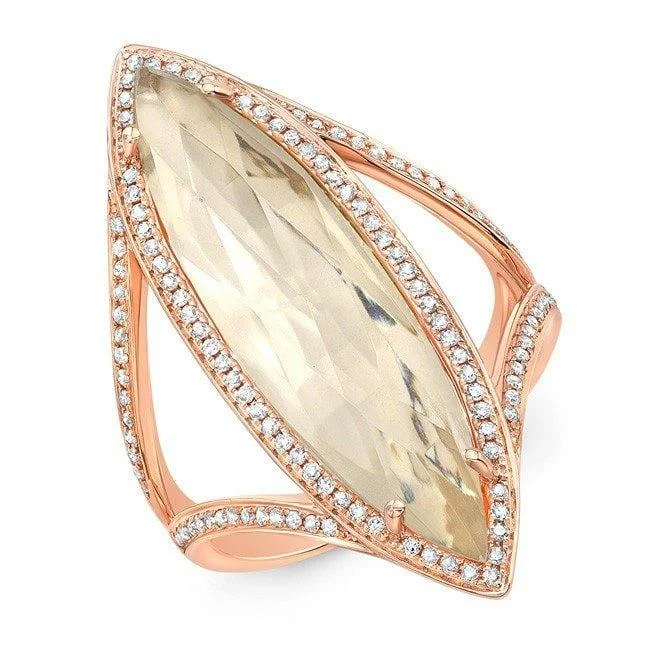 14KT Rose Gold Diamond Topaz Serena Ring