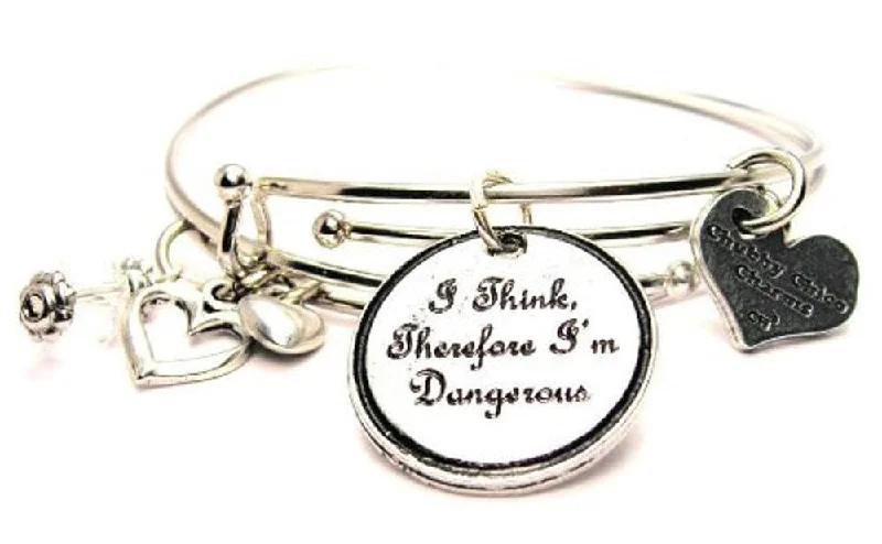 I Think Therefore I'm Dangerous Expandable Bangle Bracelet Set