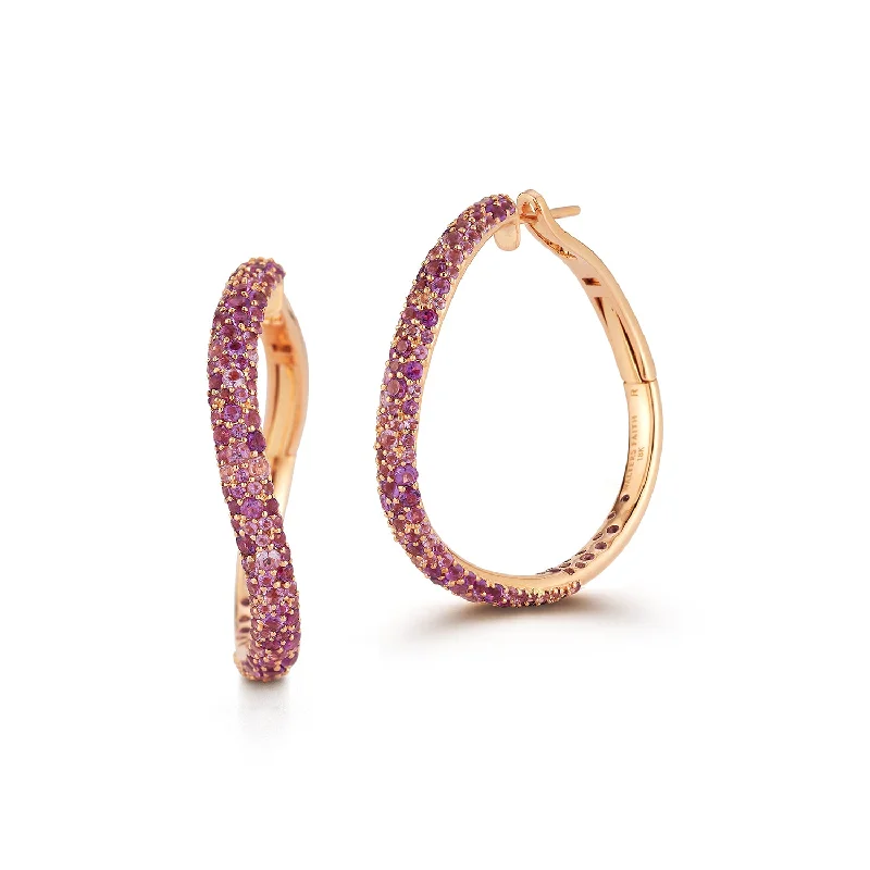 JULIAN 18K GOLD AND AMETHYST CURVED HOOP EARRINGS