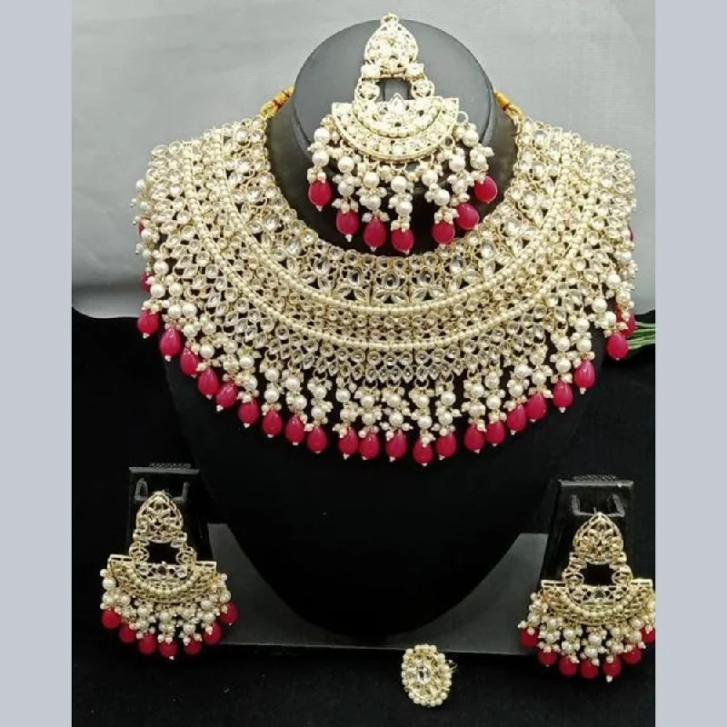 Lucentarts Jewellery Gold Plated Kundan Stone Necklace Set