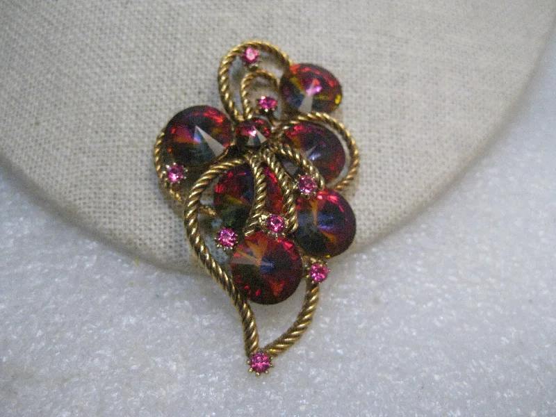 Vintage Watermelon Margarita Rivoli Brooch, 1960's, 2.5", Gold Tone