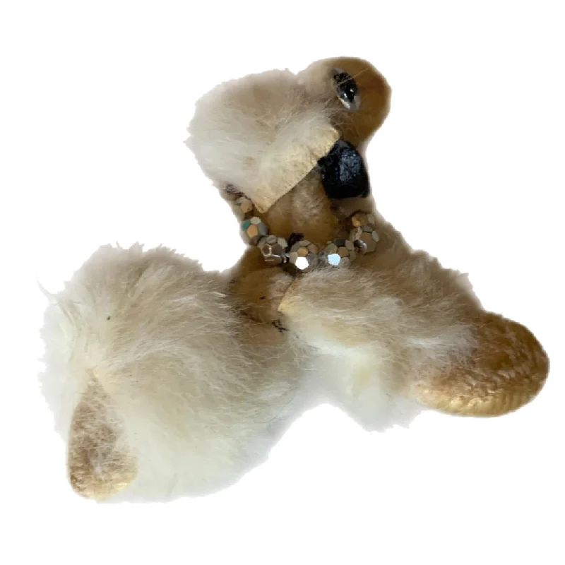 Rabbit Fur and Beads Poodle Brooch circa 1950s