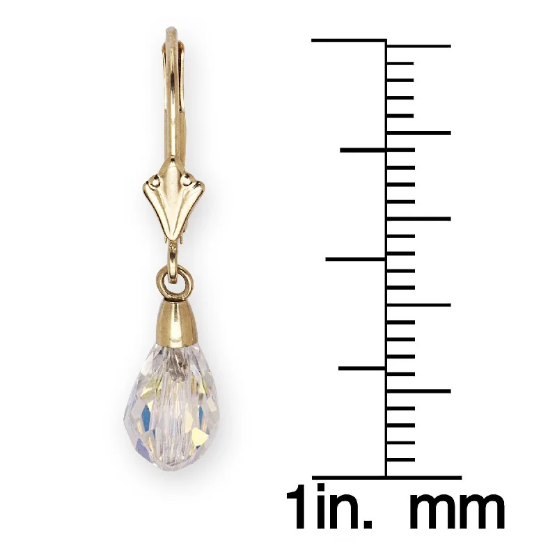 Curata 14k Gold Clear Briolette Crystal Lever Back Earrings