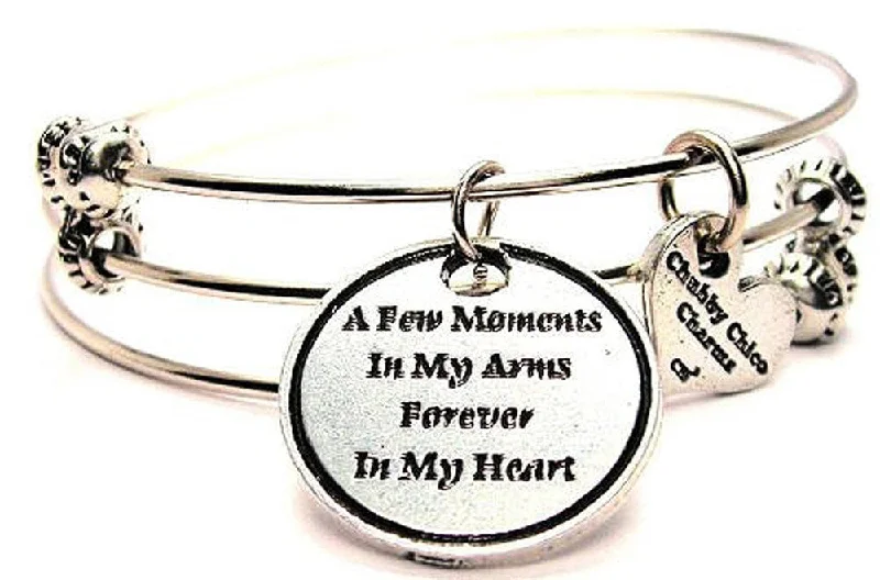 A Few Moments in My Arms Forever in My Heart Triple Style Expandable Bangle Bracelet