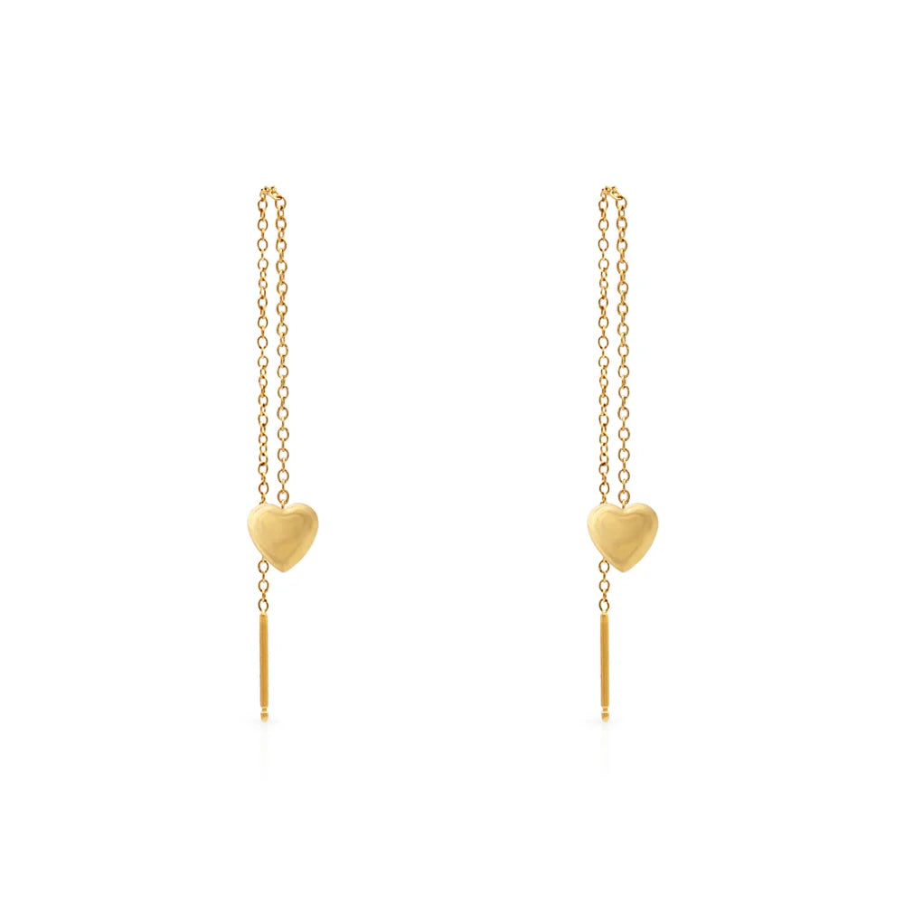 Heart on a String Gold Earrings