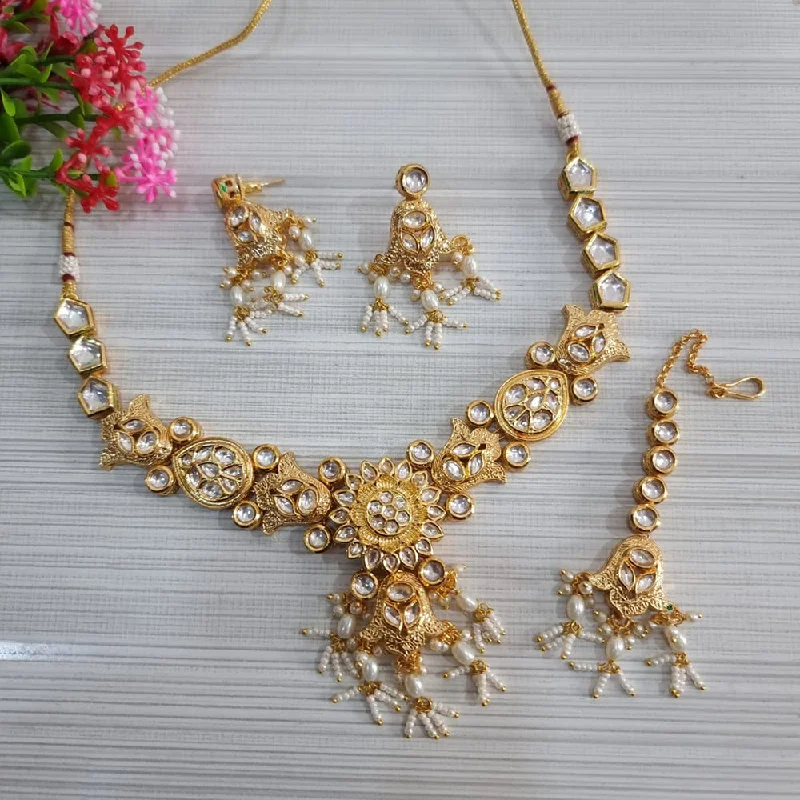 JCM Gold Plated Kundan Stone Necklace Set