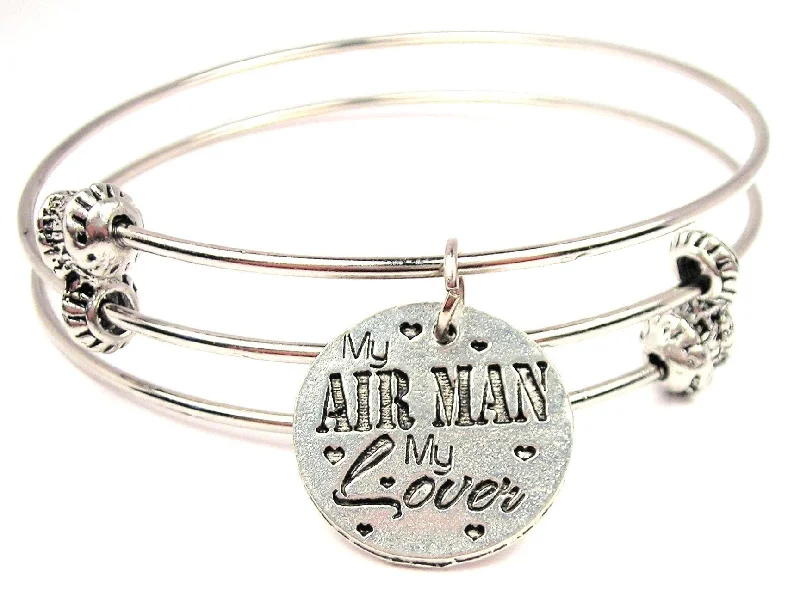 My Air Man My Lover Triple Style Expandable Bangle Bracelet