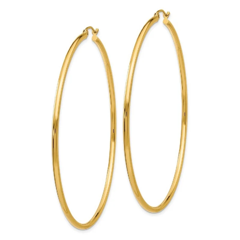 Curata 10k Yellow Gold 68x2mm Polished Extra Large Classic Tube Hoop Earrings