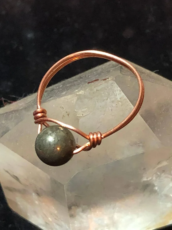 Pyrite Copper Bead Ring