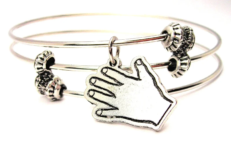 High Five Hand Triple Style Expandable Bangle Bracelet