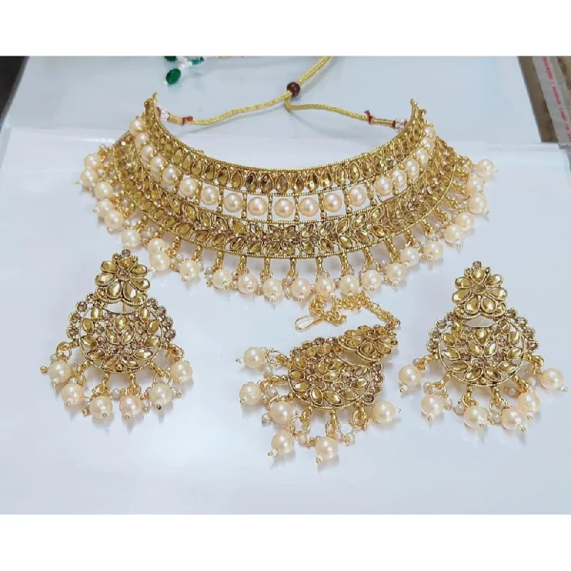 Akruti Collection Gold Plated Crystal Stone Necklace Set