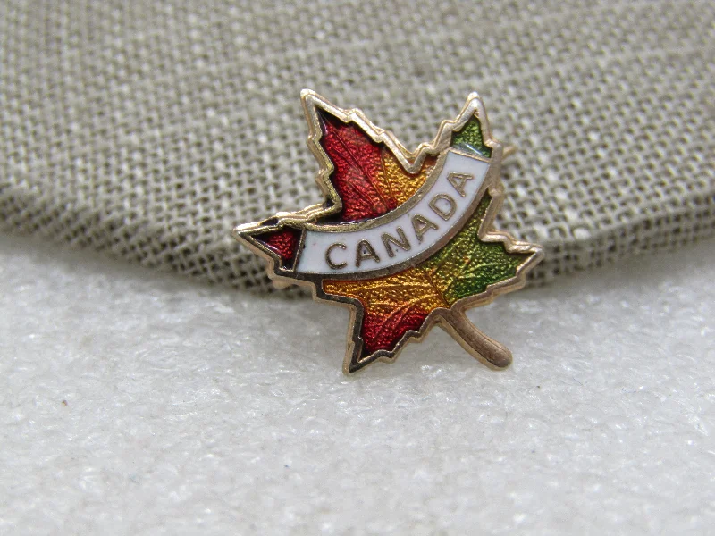 Vintage Enameled Canada Maple Leaf Brooch, Souvenier