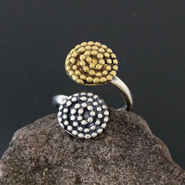 Beaded Spiral Flare Ring