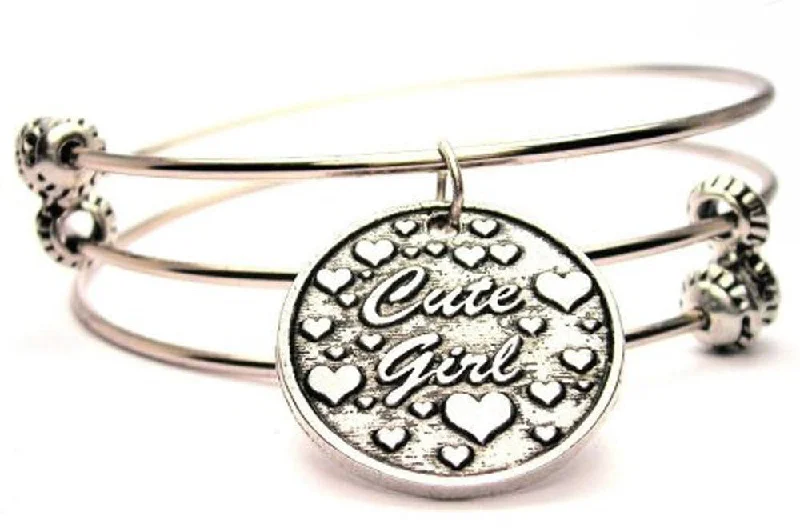 Cute Girl Triple Style Expandable Bangle Bracelet