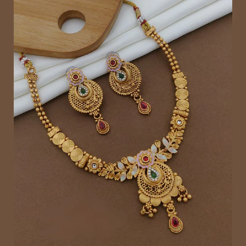 FS Collection Gold Plated Pota Stone Necklace Set