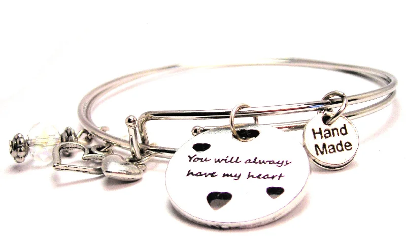 You Will Always Have My Heart Expandable Bangle Bracelet Set