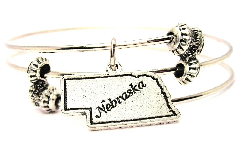 Nebraska Triple Style Expandable Bangle Bracelet