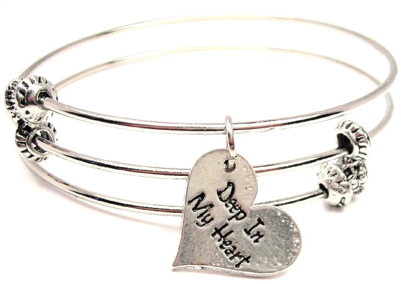 Deep in My Heart Triple Style Expandable Bangle Bracelet