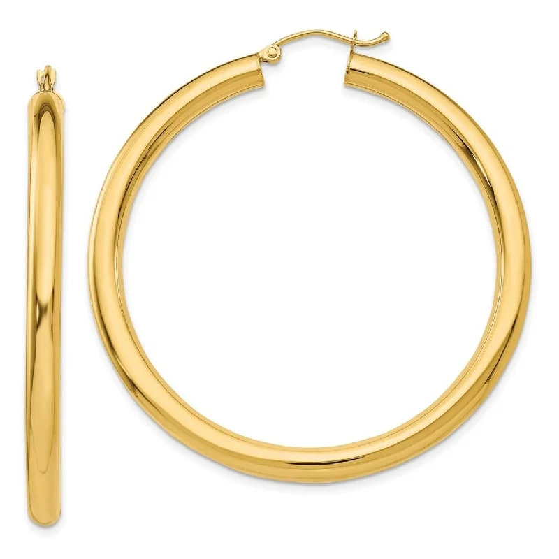 Curata 10k Yellow Gold 55x4mm Polished Large Classic Tube Hoop Earrings