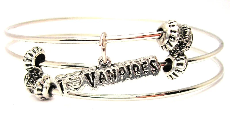 I Love Vampires Triple Style Expandable Bangle Bracelet