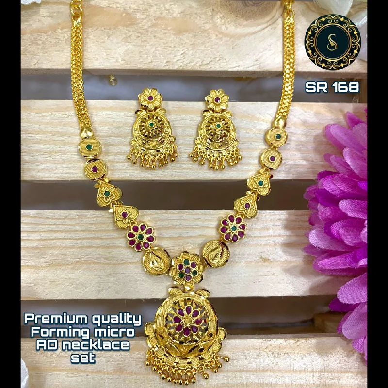 Siara Collections Forming Gold Pota Stone Necklace Set