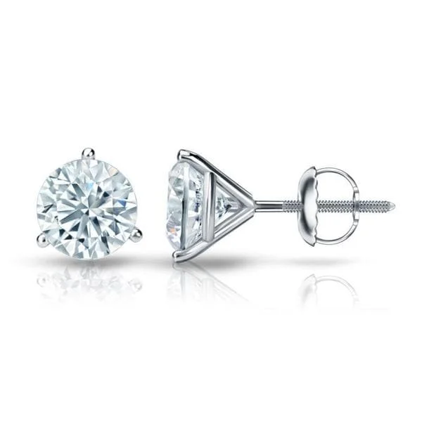 Auriya 14k Gold GIA Certified 6.00 carat TDW 3-Prong Martini Round Diamond Stud Earrings