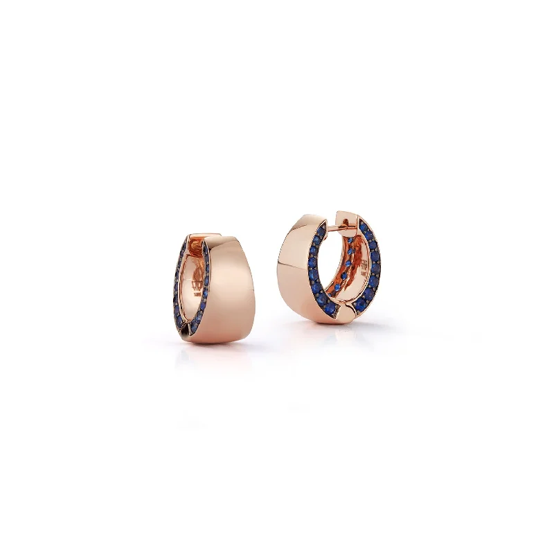 LYTTON 18K HOOPS WITH BLUE SAPPHIRE EDGE