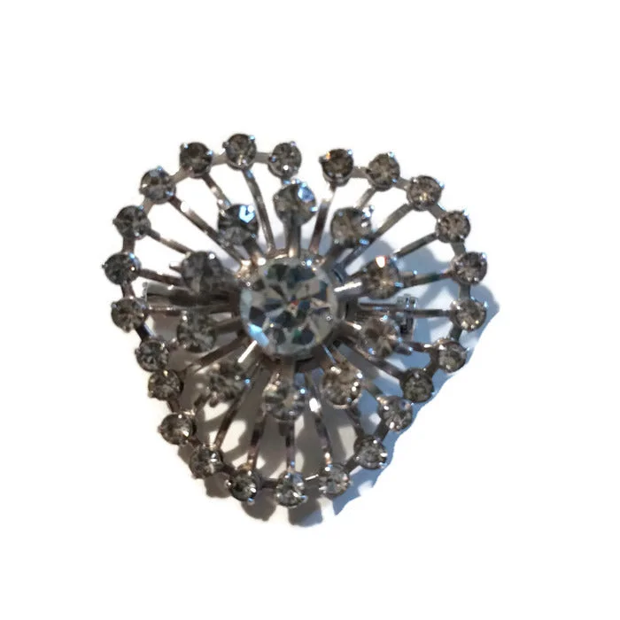 Bright Sparkly Rhinestone Burst Brooch circa 1950s