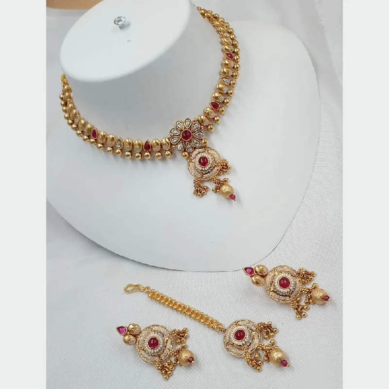 Manisha Jewellery Gold Plated Pota Stone Necklace Set