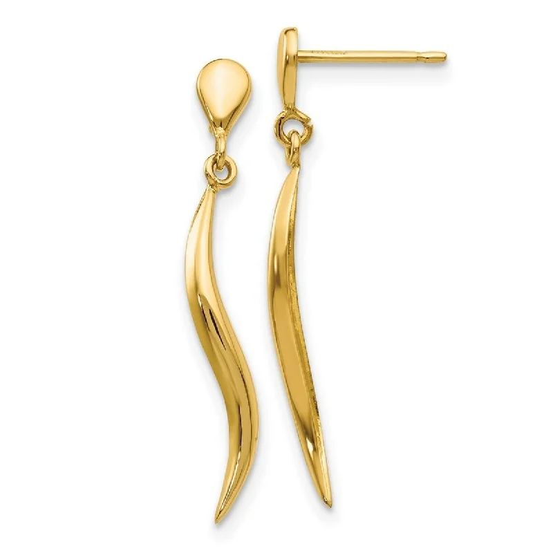 Curata 14k Yellow Gold 26x2mm Polished Squiggle Dangle Post Earrings