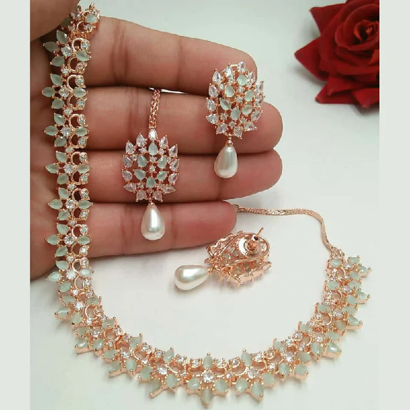 Manisha Jewellery Rose Gold Plated AD Necklace Set