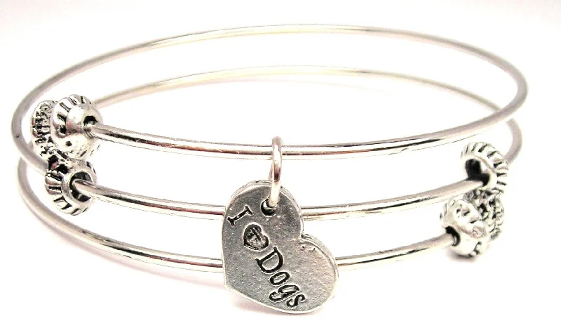 I Love Dogs Triple Style Expandable Bangle Bracelet