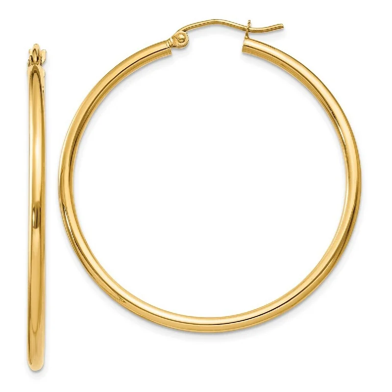 Curata 10k Yellow Gold 140x2mm Polished Classic Round Hoop Earrings