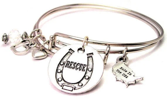 Rescue With Horseshoe Expandable Bangle Bracelet Set