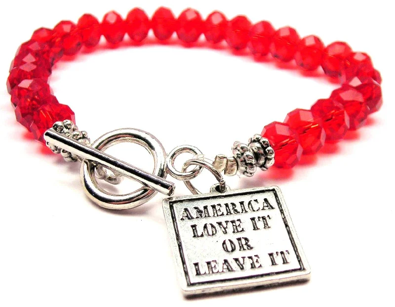 America Love It Or Leave It Crystal Beaded Toggle Style Bracelet