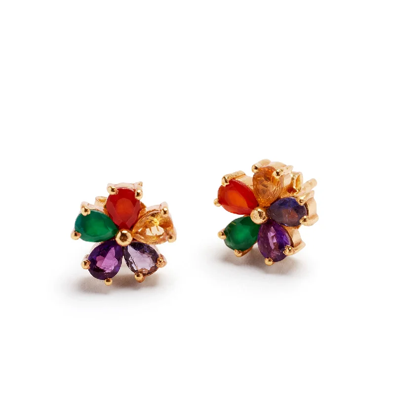 Rainbow Daisy Earring Stud Pair