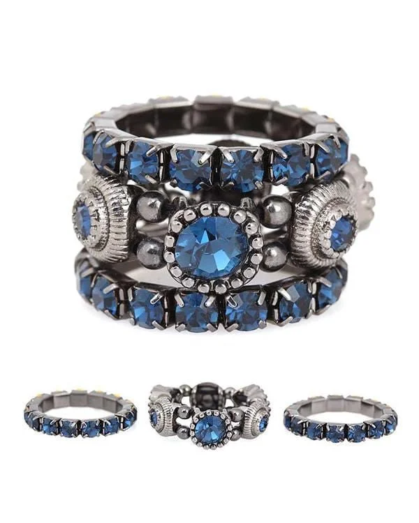 Montana Blue Crystal Stretch Ring Set