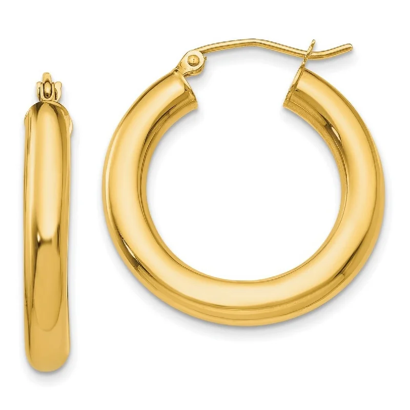 Curata 10k Yellow Gold 25x4mm Polished Classic Tube Hoop Earrings