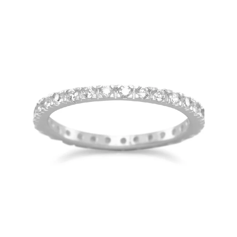 Rhodium Plated CZ Eternity Band