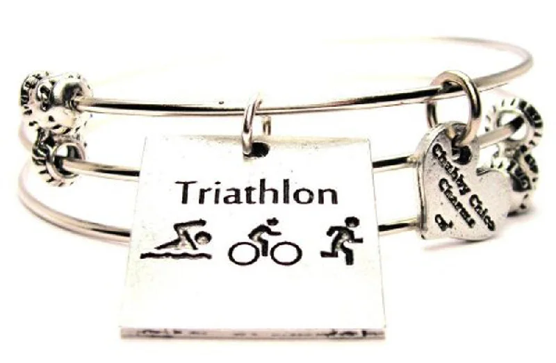 Triathlon Triple Style Expandable Bangle Bracelet