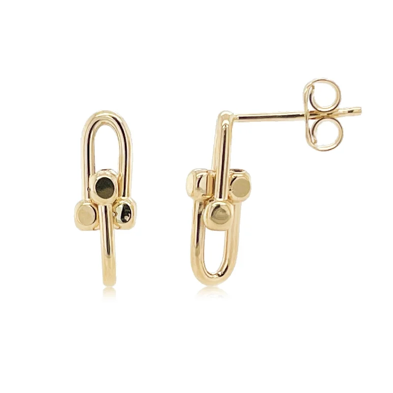 Joelle 14K Yellow Gold Double Link Chain Stud Earrings -