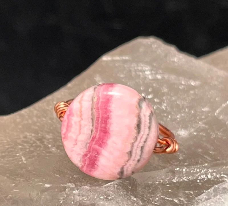 Rhodochrosite from Argentina Copper Bead Ring