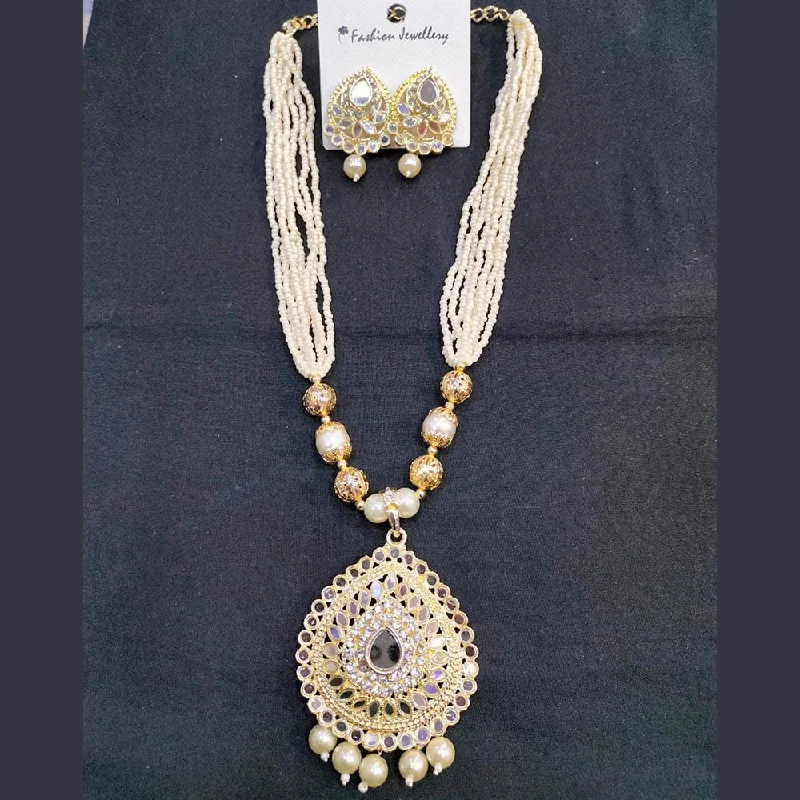 Manisha Jewellery Gold Plated Mirror & Beads Long Nacklace Set