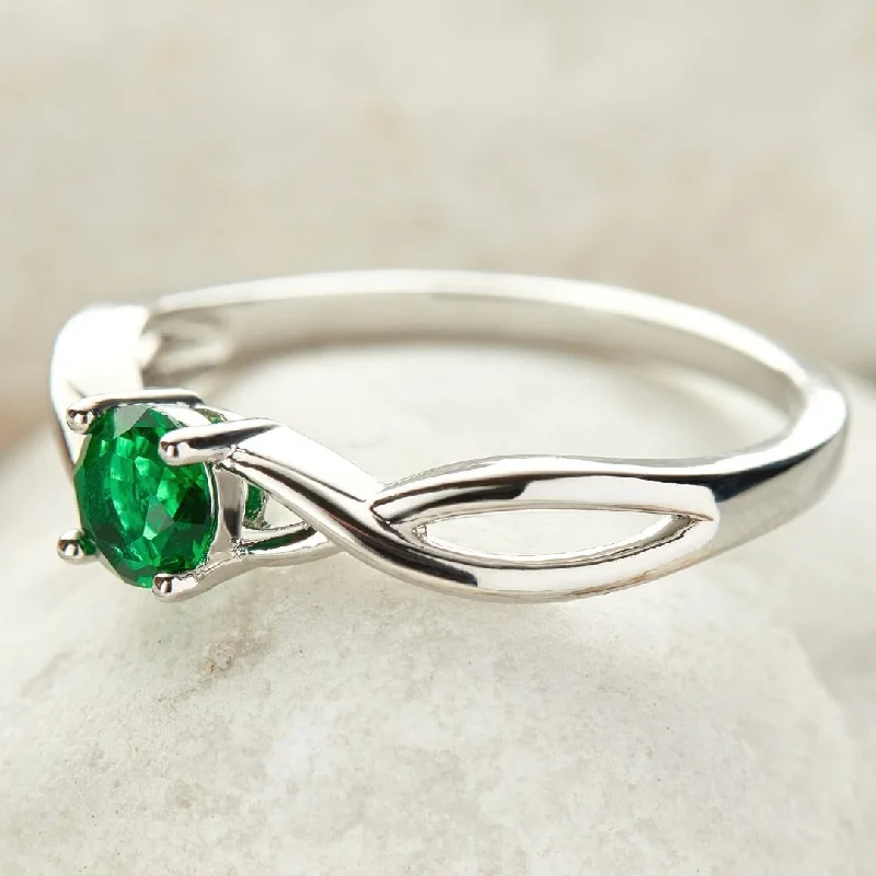 Silver Sterling Green Emerald Stone Ring